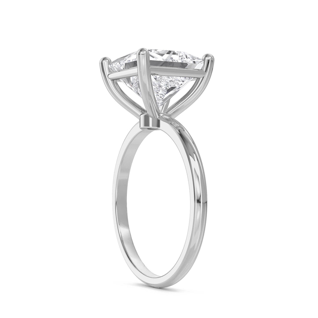 Princess Cut Lab Grown Diamond Solitaire Ring, Classic Band (Silver)