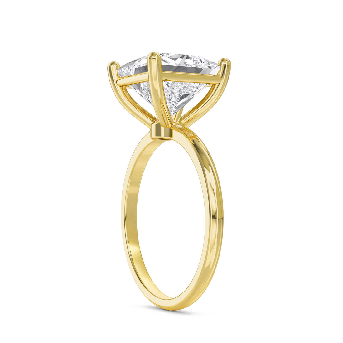 Princess Cut Lab Grown Diamond Solitaire Ring, Classic Band