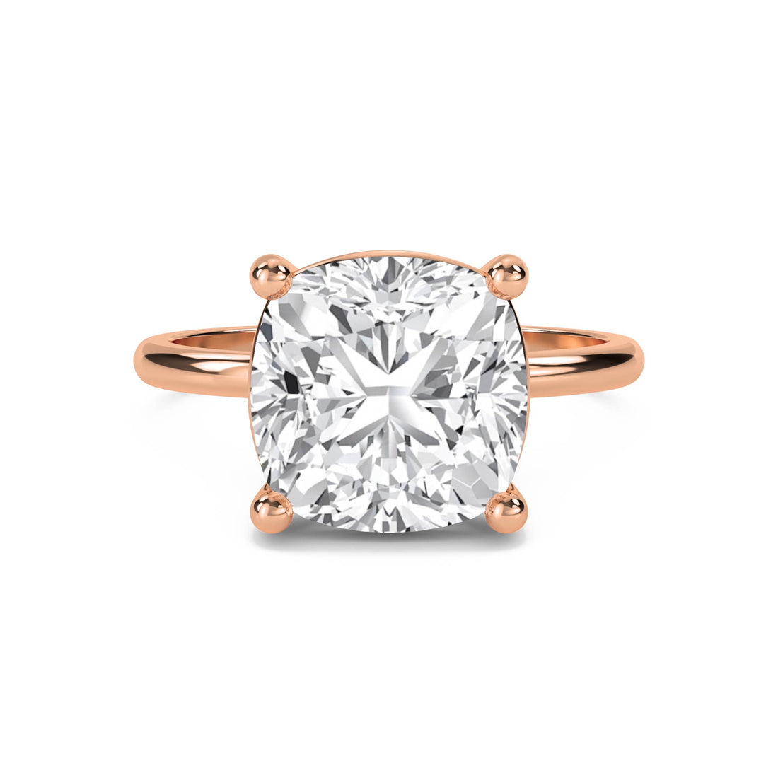 Cushion Cut Lab Grown Diamond Solitaire Ring, Classic Band