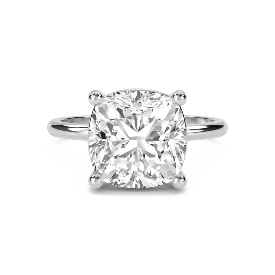 Cushion Cut Lab Grown Diamond Solitaire Ring, Classic Band