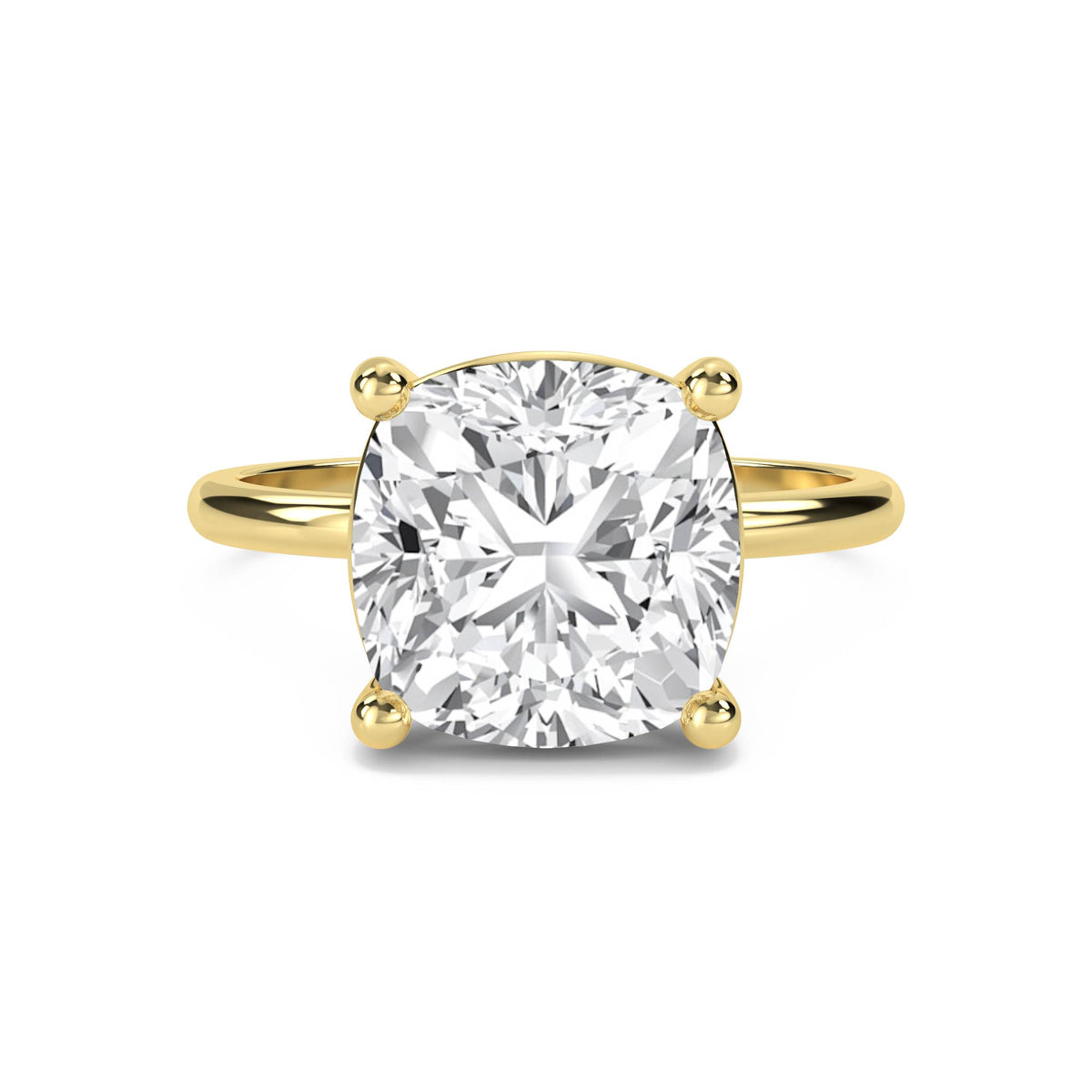 Cushion Cut Lab Grown Diamond Solitaire Ring, Classic Band - image 1