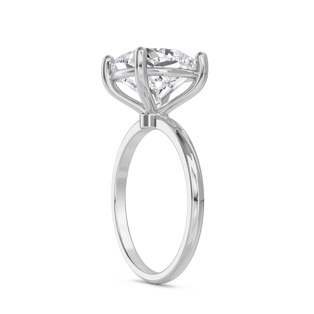 Cushion Cut Lab Grown Diamond Solitaire Ring, Classic Band (Silver)