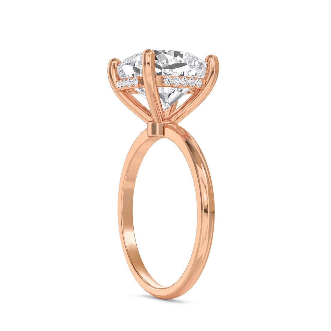 Cushion Cut Lab Grown Diamond Ring with Hidden Halo