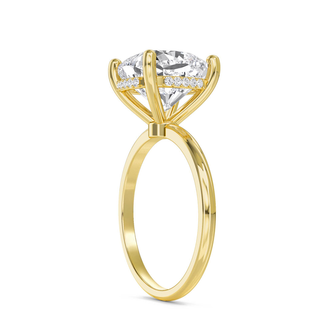 Cushion Cut Lab Grown Diamond Ring with Hidden Halo