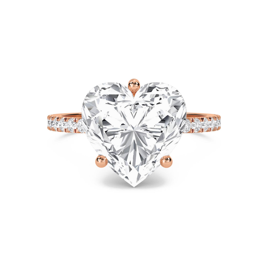 Heart Shaped Lab Grown Diamond Solitaire Ring with Pavé Band