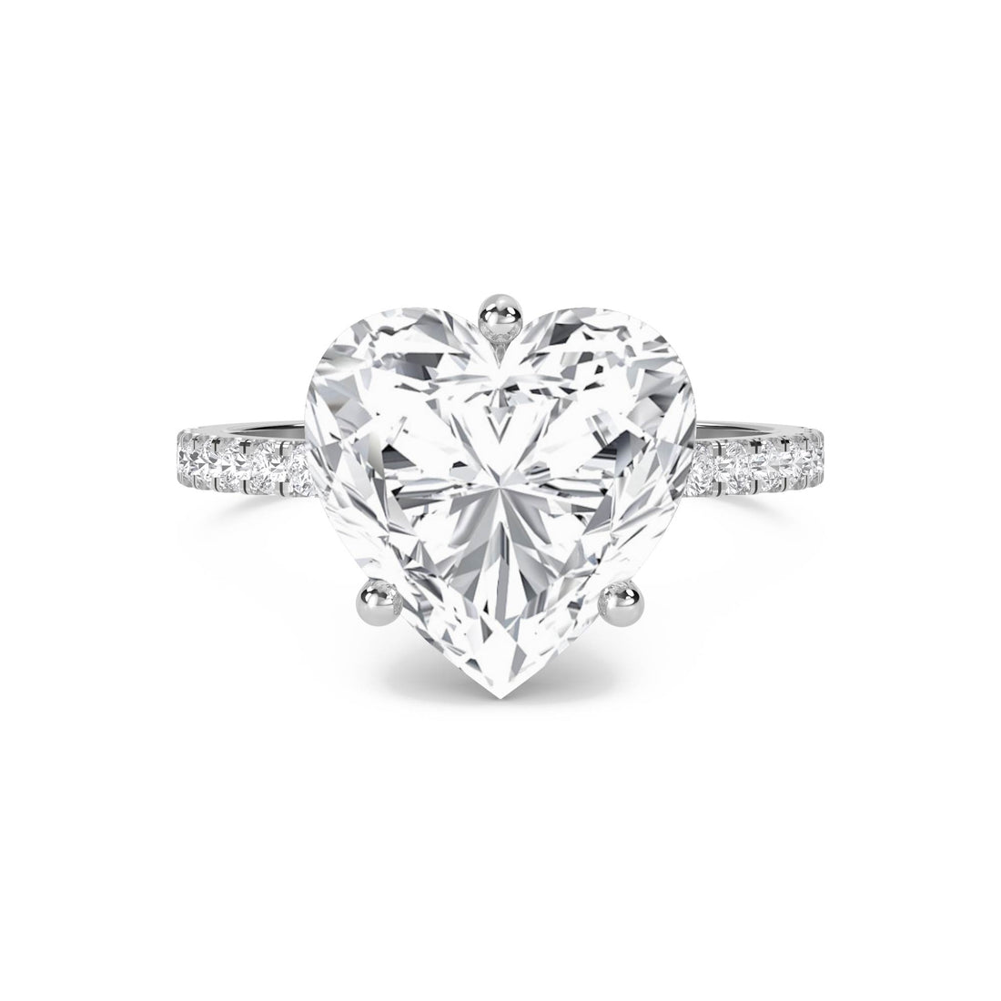Heart Shaped Lab Grown Diamond Solitaire Ring with Pavé Band