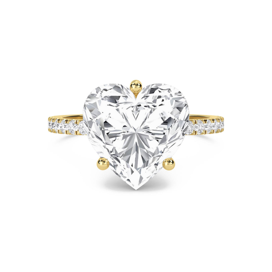 Heart Shaped Lab Grown Diamond Solitaire Ring with Pavé Band - image 1