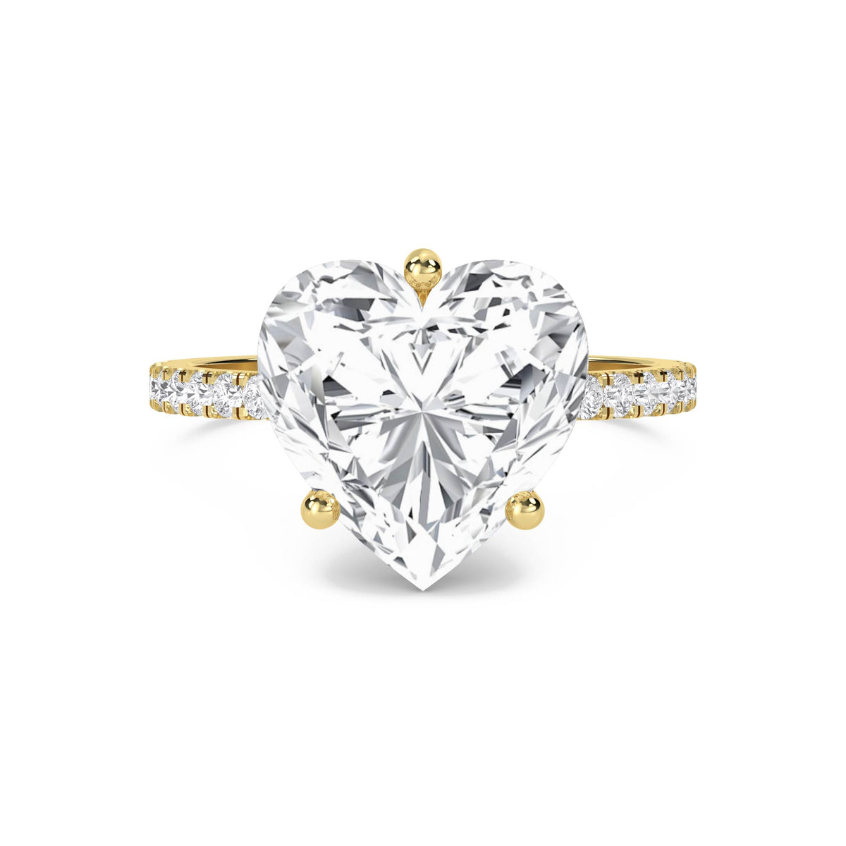 Heart Shaped Lab Grown Diamond Solitaire Ring with Pavé Band - image 1