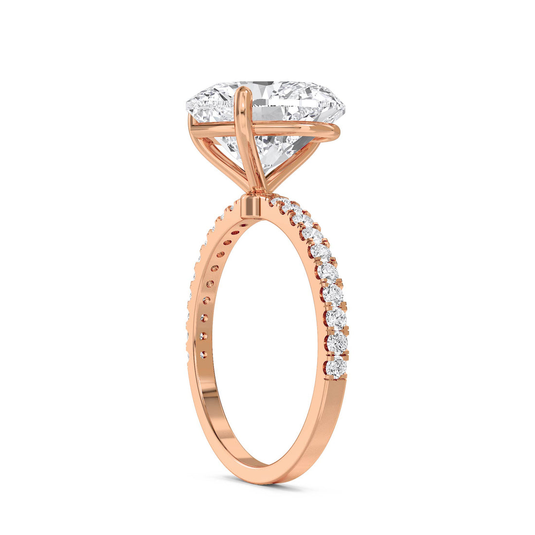 Heart Shaped Lab Grown Diamond Solitaire Ring with Pavé Band