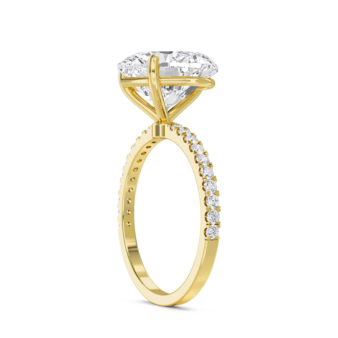 Heart Shaped Lab Grown Diamond Solitaire Ring with Pavé Band