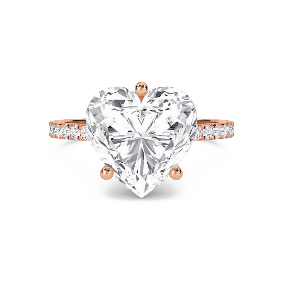 Heart Shaped Lab Grown Diamond Ring, Pavé Band