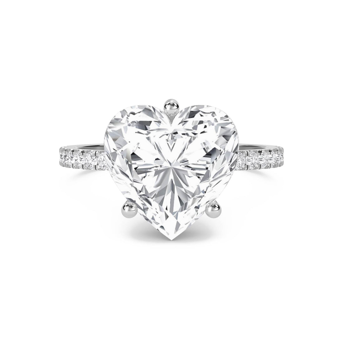 Heart Shaped Lab Grown Diamond Ring, Pavé Band