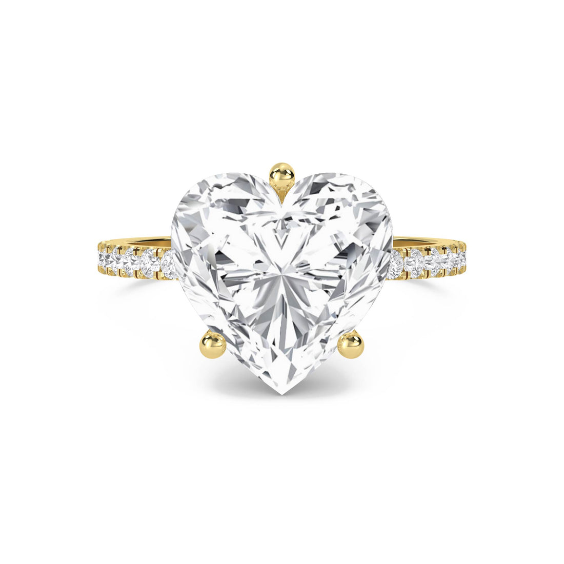 Heart Shaped Lab Grown Diamond Ring, Pavé Band - image 1