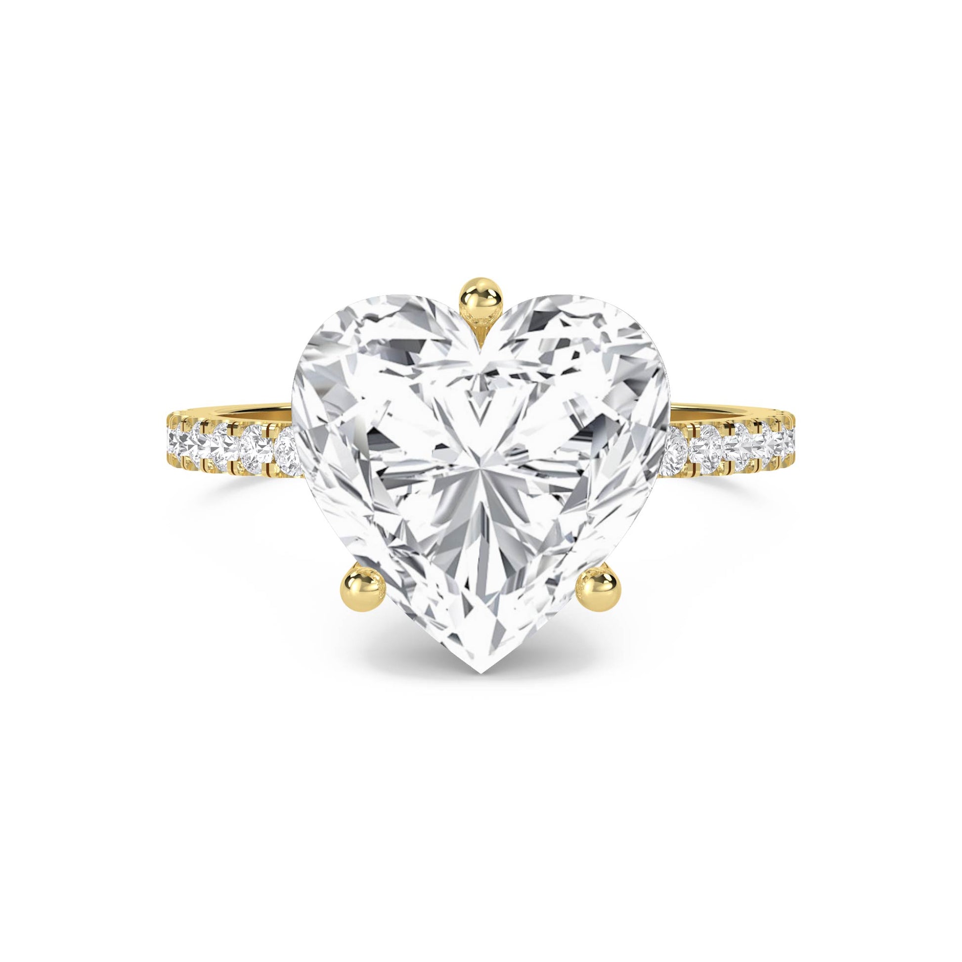 Heart Shaped Lab Grown Diamond Ring, Pavé Band - image 1