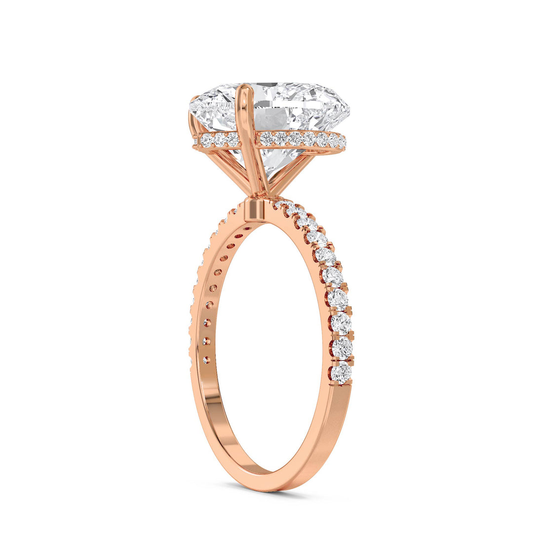 Heart Shaped Lab Grown Diamond Ring, Pavé Band