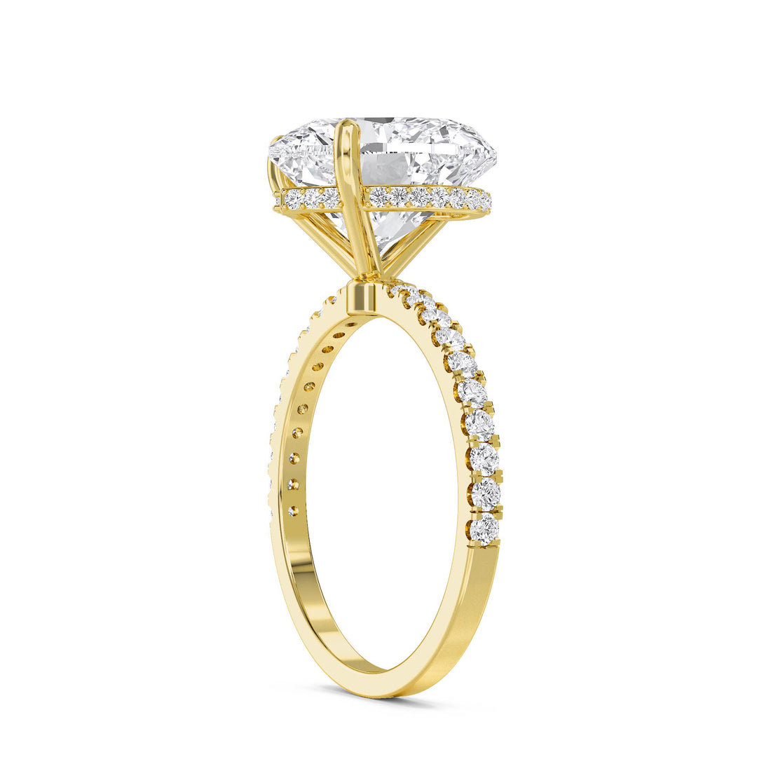 Heart Shaped Lab Grown Diamond Ring, Pavé Band