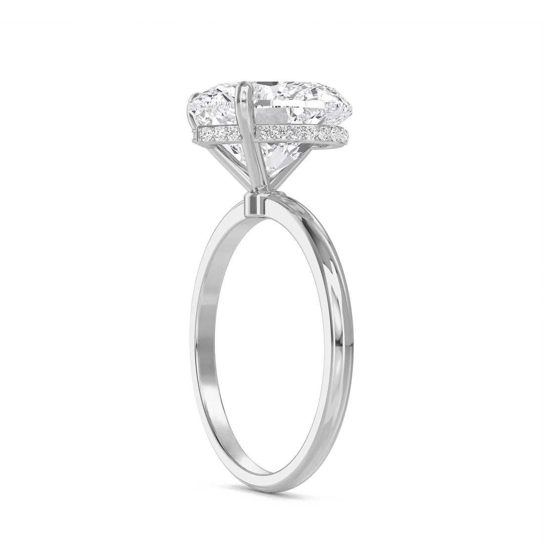 Heart Shaped Lab Grown Diamond Solitaire Ring, Classic Band (Silver)