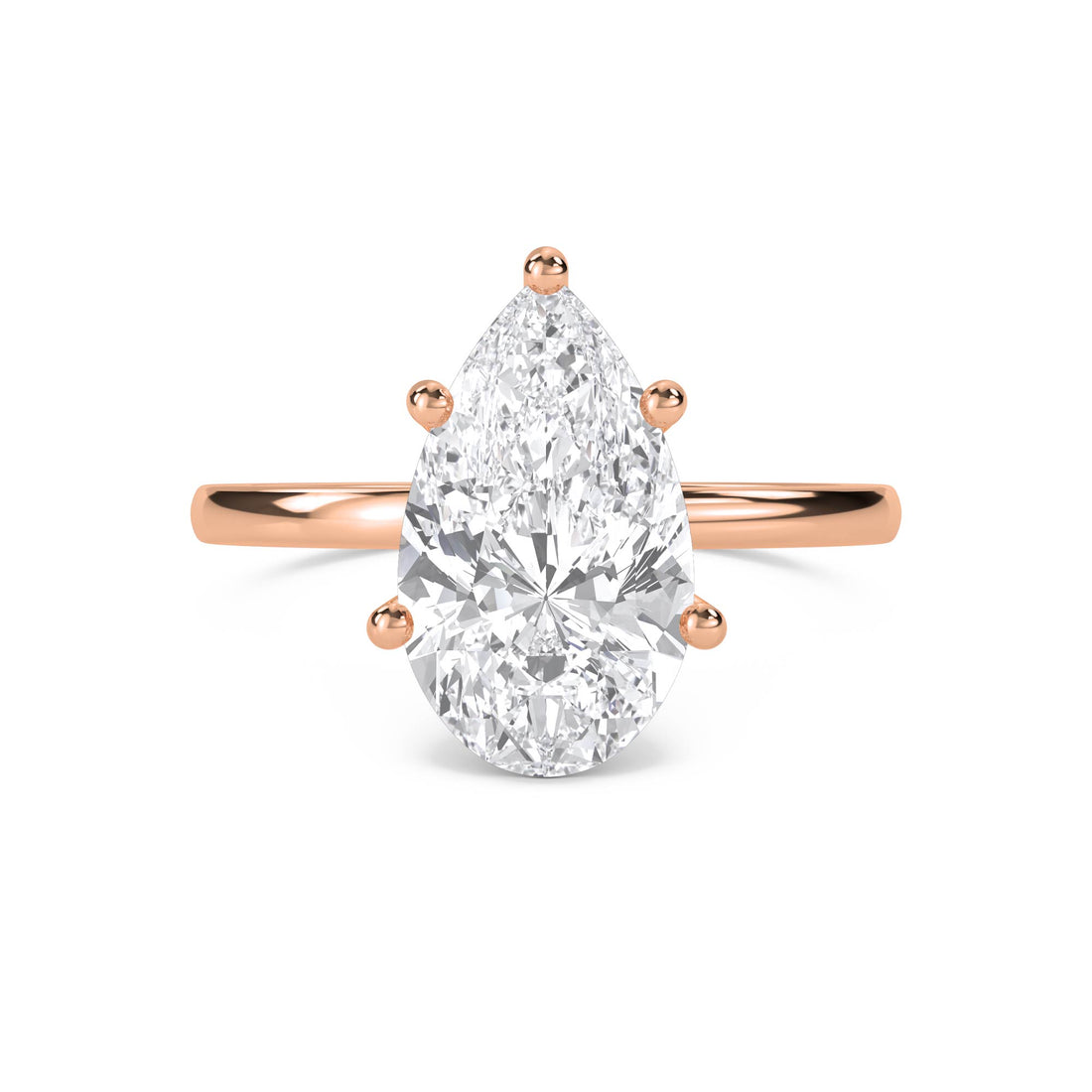 Pear Shaped Lab Grown Diamond Solitaire Ring, Classic Band