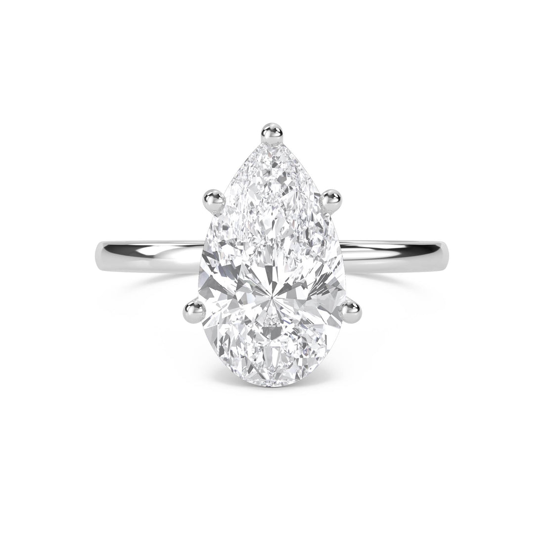 Pear Shaped Lab Grown Diamond Solitaire Ring, Classic Band