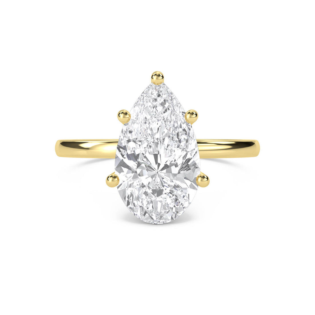 Pear Shaped Lab Grown Diamond Solitaire Ring, Classic Band - image 1