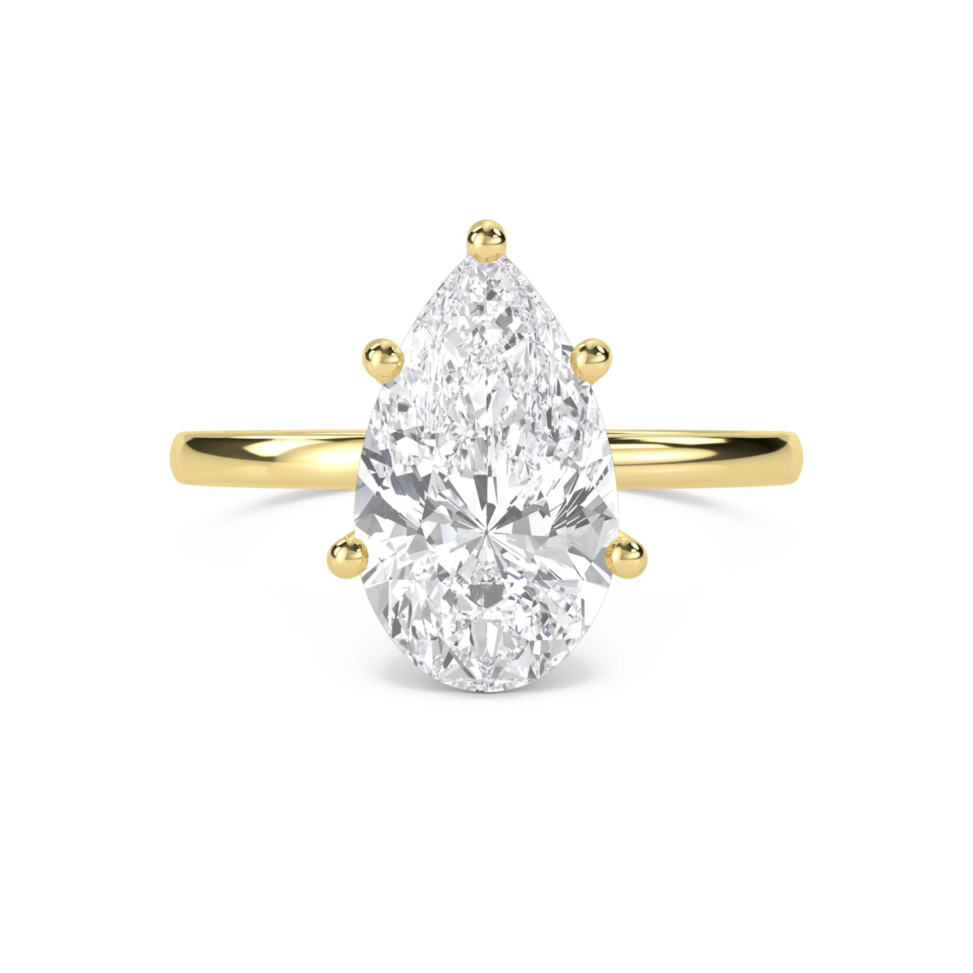 Pear Shaped Lab Grown Diamond Solitaire Ring, Classic Band - image 1