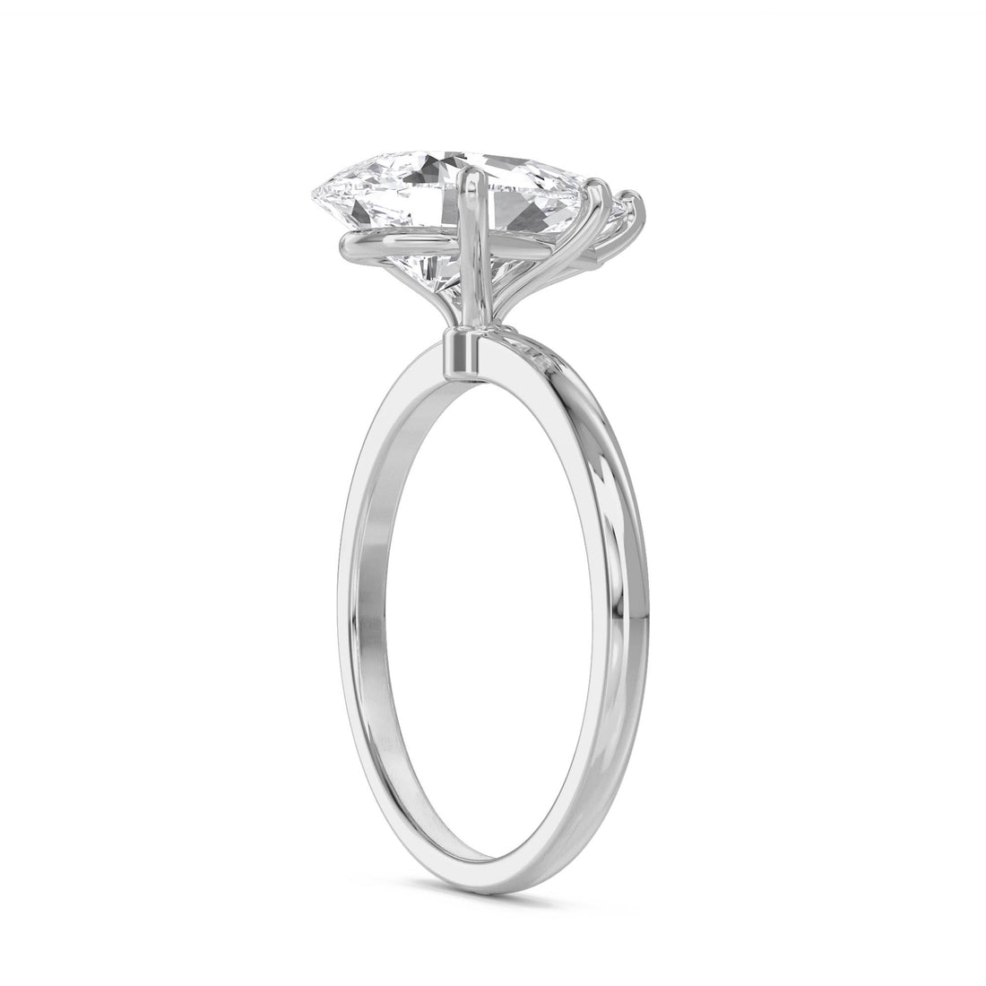 Pear Shaped Lab Grown Diamond Solitaire Ring, Classic Band (Silver)
