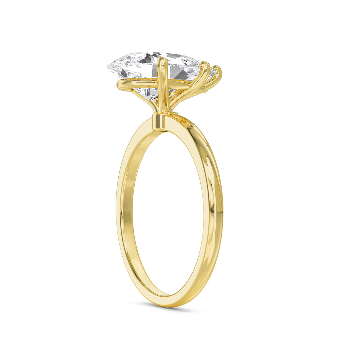 Pear Shaped Lab Grown Diamond Solitaire Ring, Classic Band