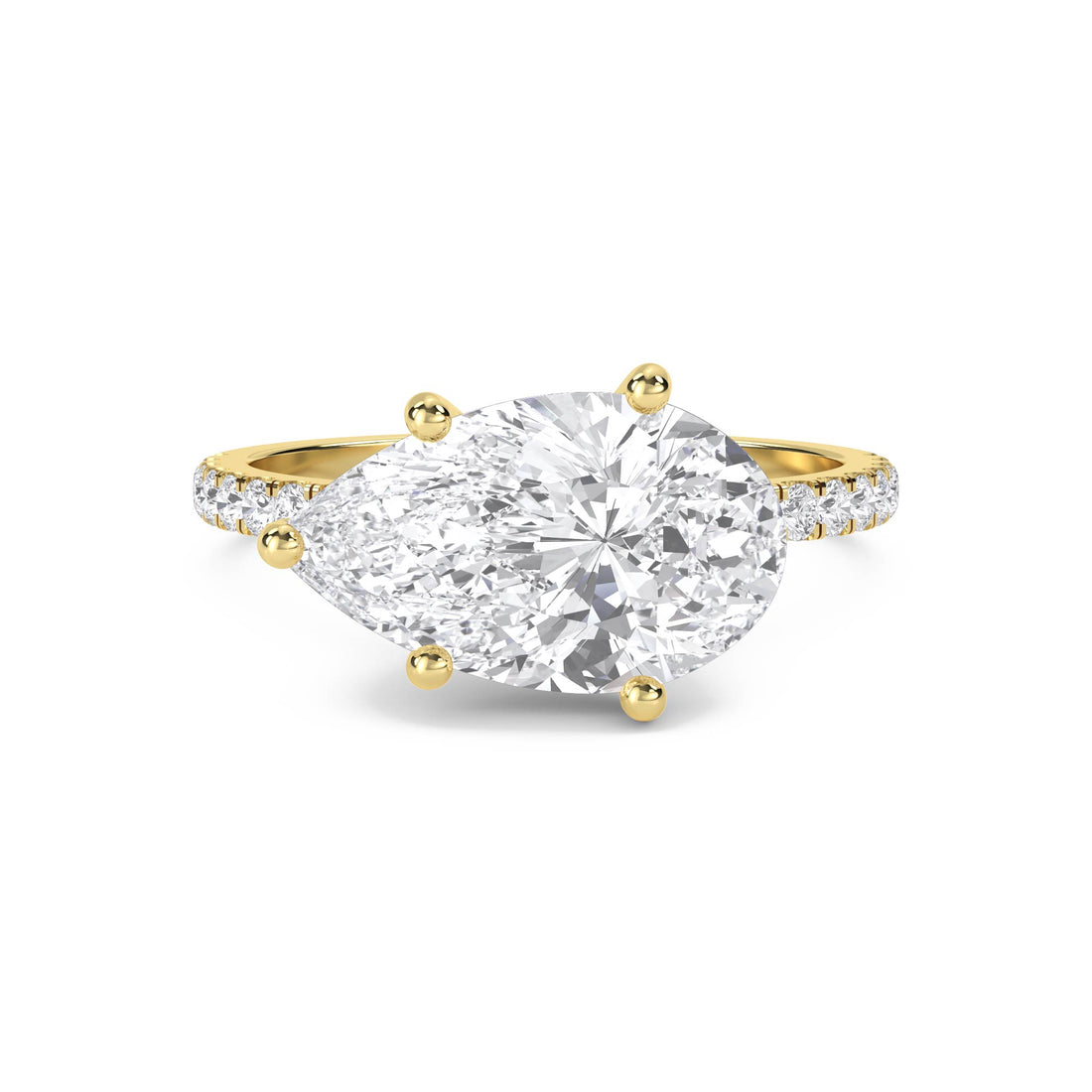 Pear Shaped Lab Grown Diamond Ring with Round Accent Stones - image 1