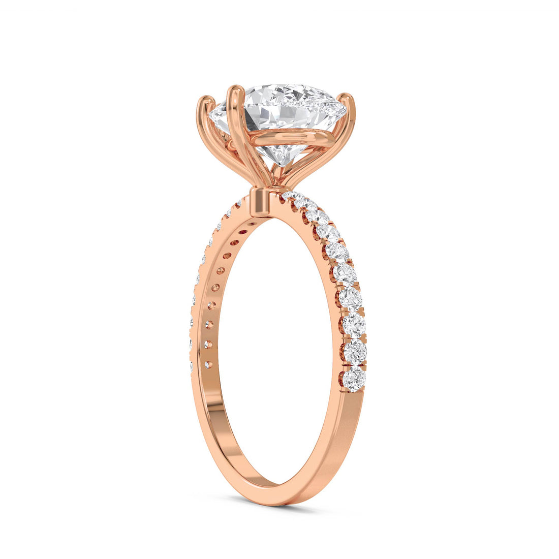 Pear Shaped Lab Grown Diamond Ring with Round Accent Stones
