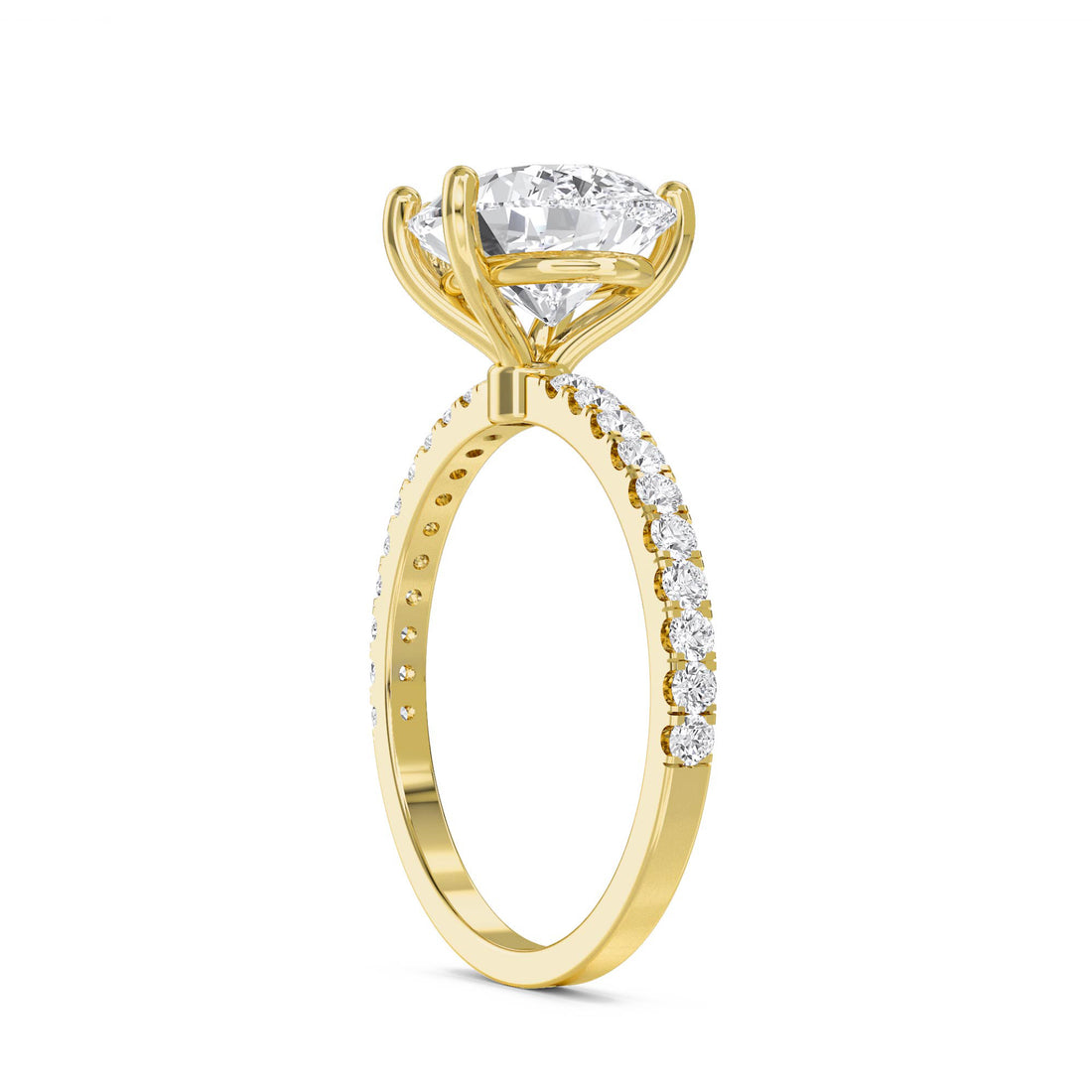 Pear Shaped Lab Grown Diamond Ring with Round Accent Stones