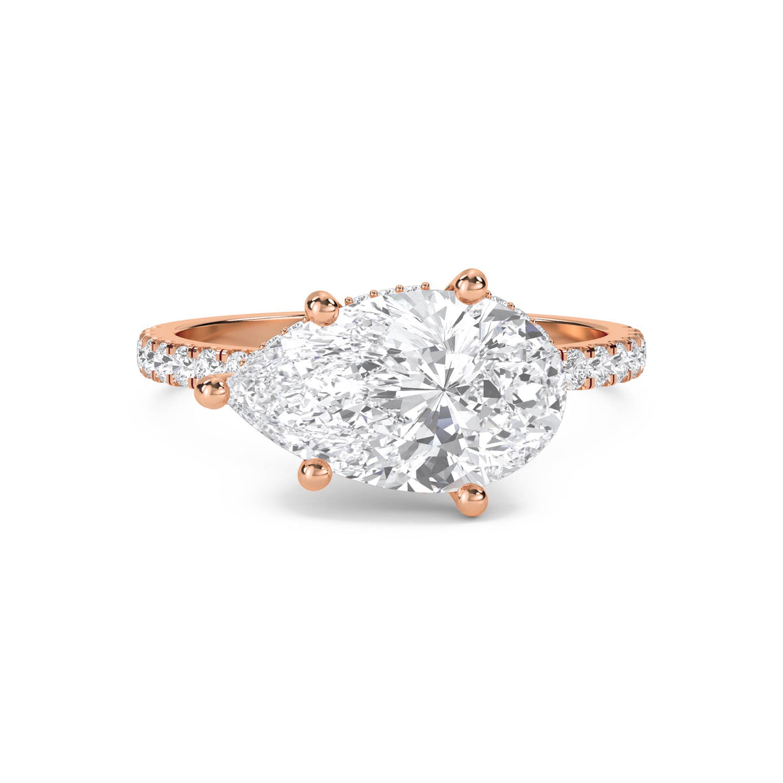 Pear Shaped Lab Grown Diamond Ring with Diamond Accents