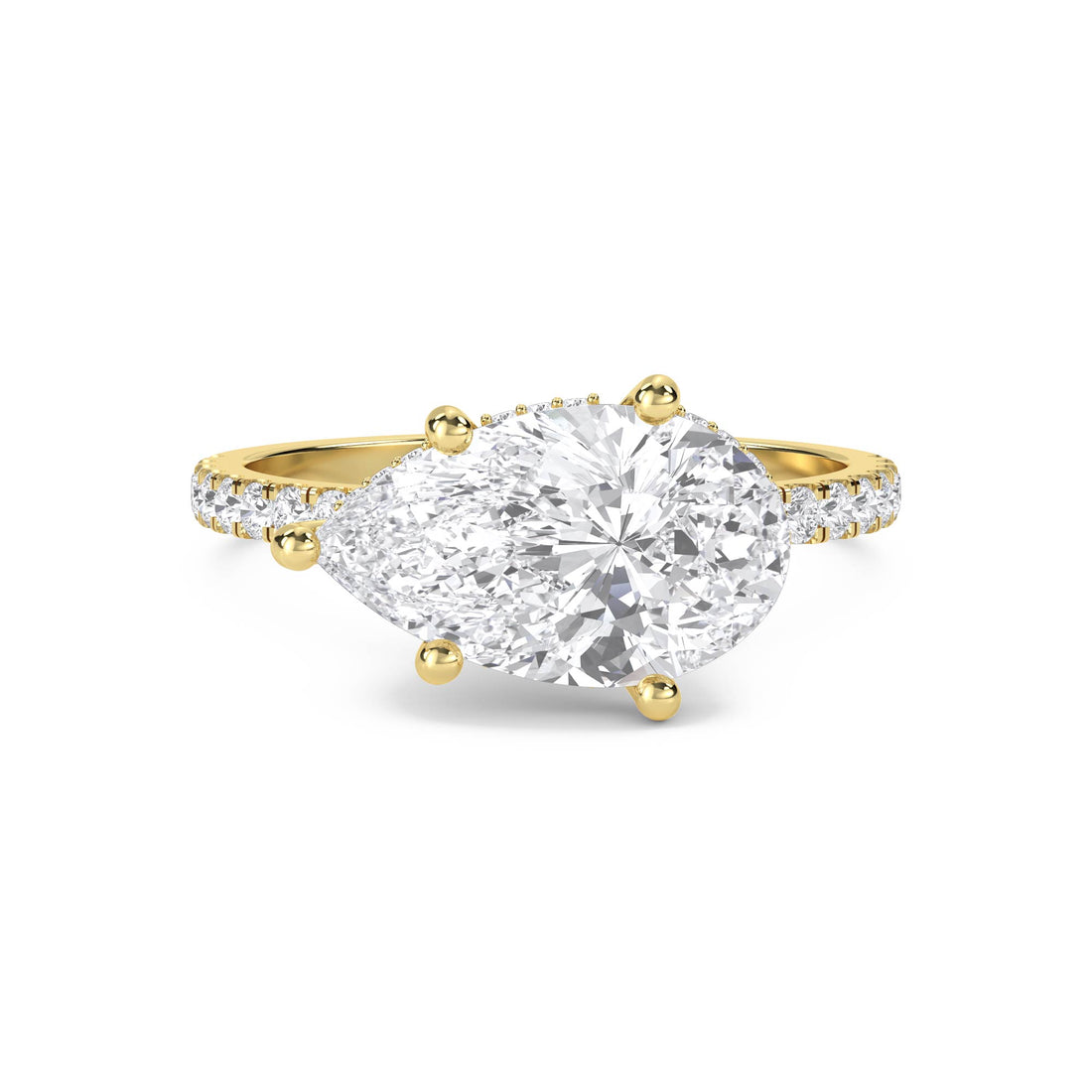 Pear Shaped Lab Grown Diamond Ring with Diamond Accents - image 1