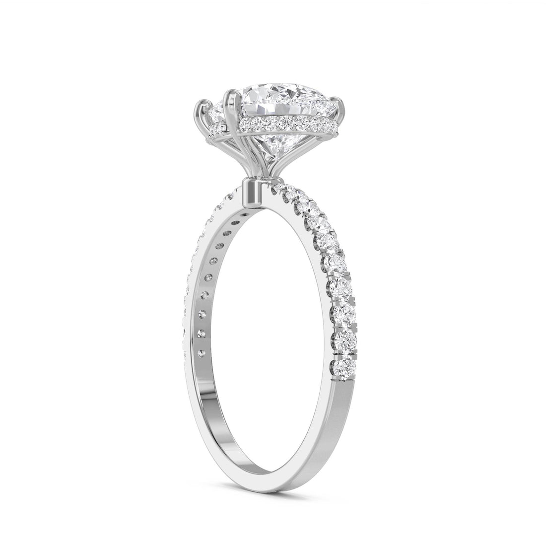 Pear Shaped Lab Grown Diamond Ring with Diamond Accents (Silver)