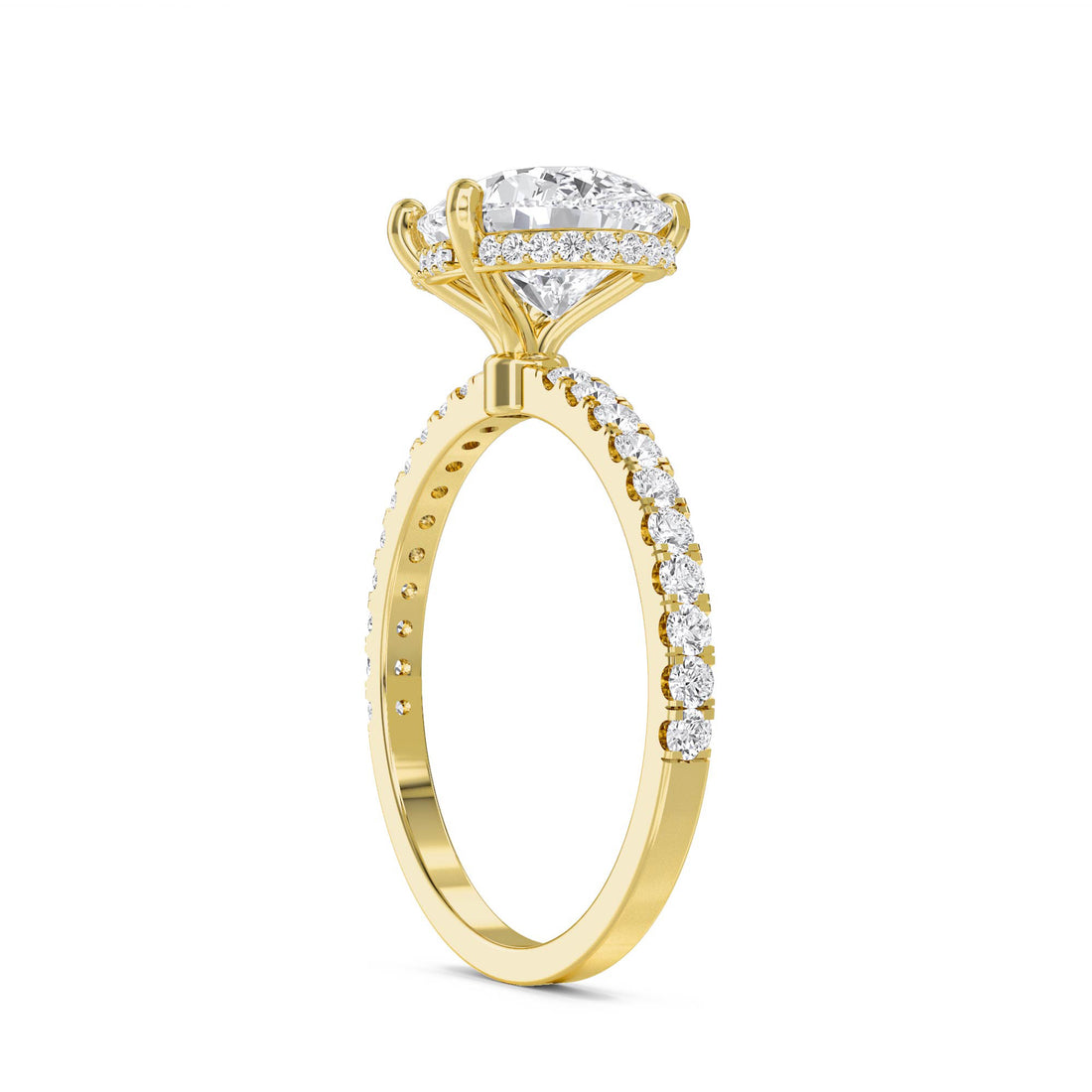 Pear Shaped Lab Grown Diamond Ring with Diamond Accents