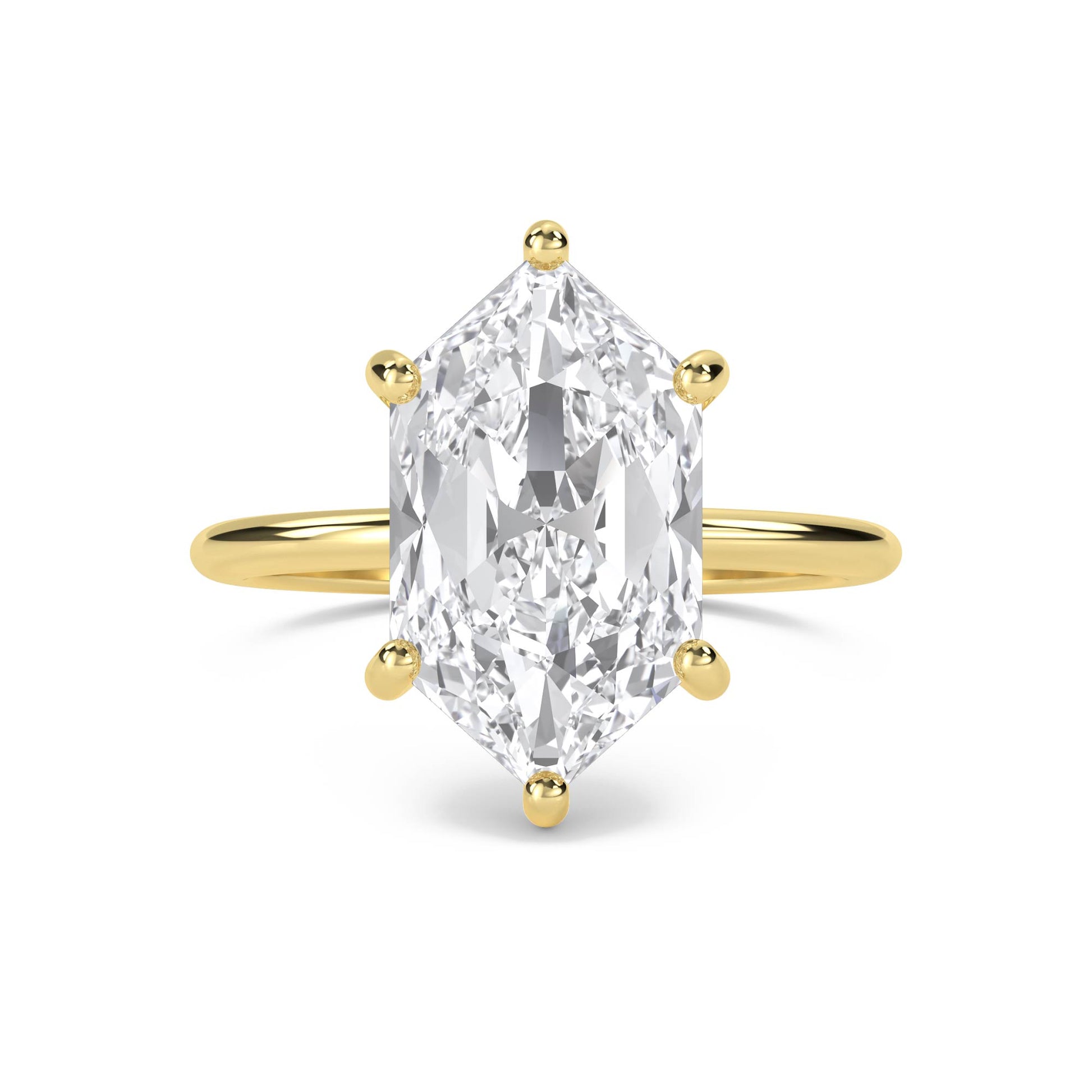Hexagon Cut Lab Grown Diamond Solitaire Ring, Classic Band - image 1