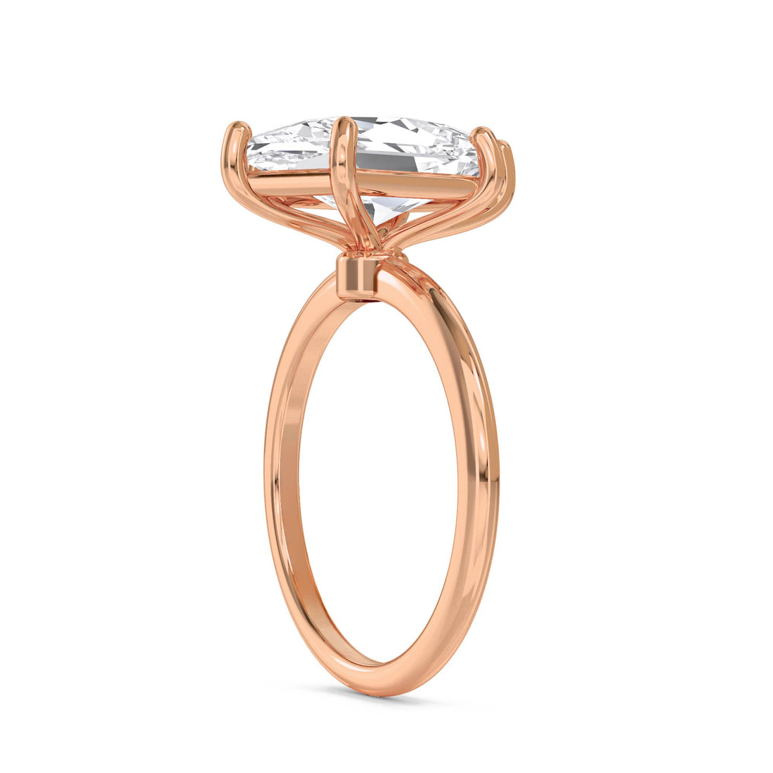 Hexagon Cut Lab Grown Diamond Solitaire Ring, Classic Band