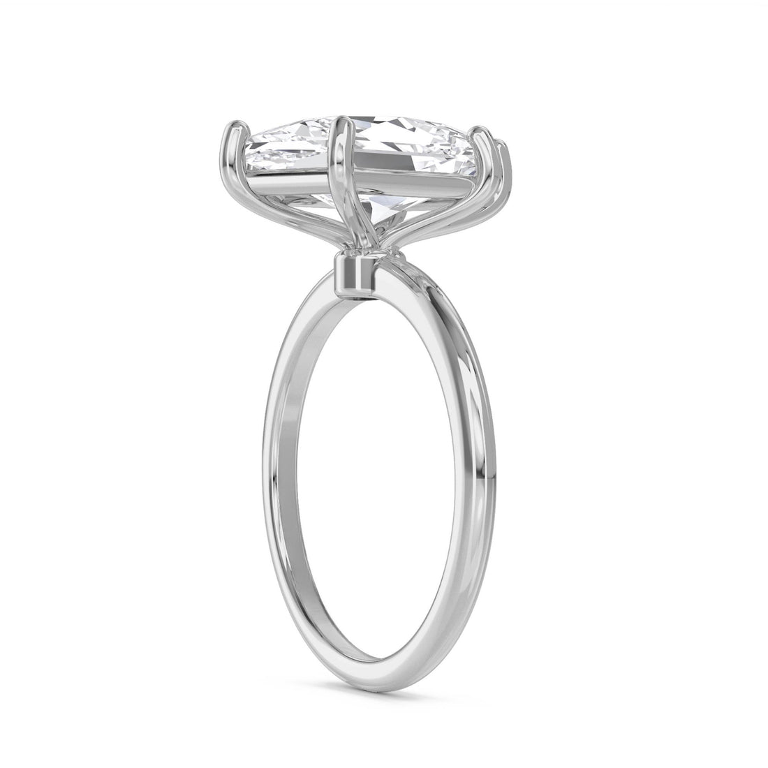 Hexagon Cut Lab Grown Diamond Solitaire Ring, Classic Band (Silver)
