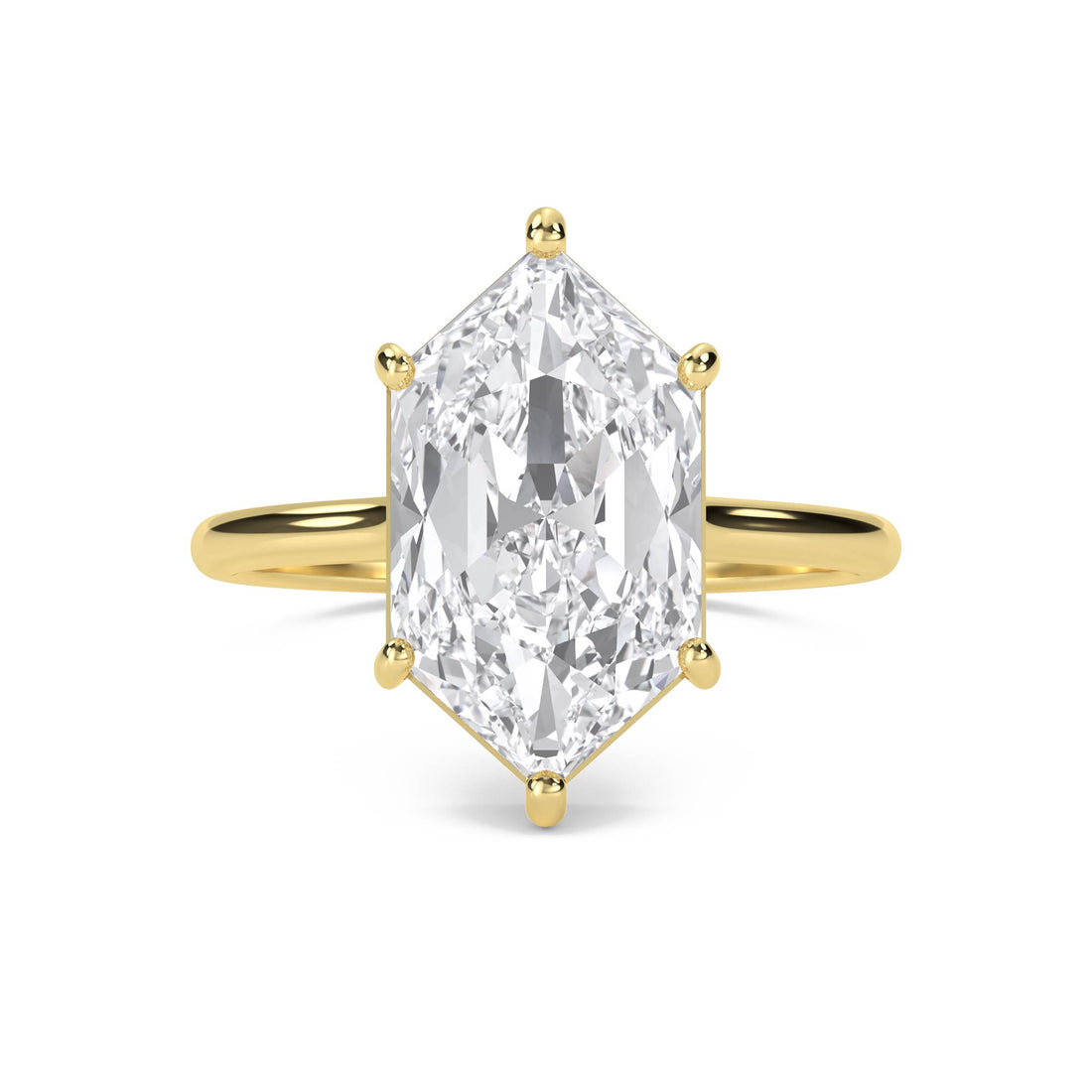 Hexagon Cut Lab Grown Diamond Ring, Elongated Silhouette - image 1