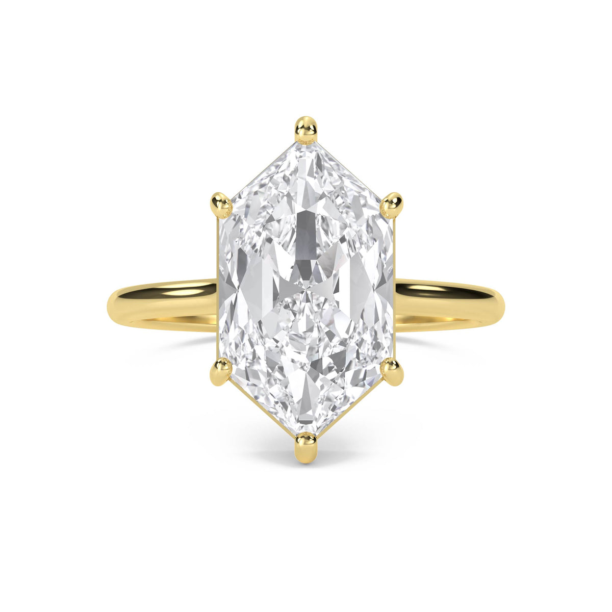 Hexagon Cut Lab Grown Diamond Ring, Elongated Silhouette - image 1