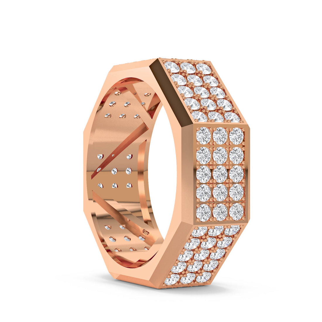 Octagon Pave Diamond Men's Ring