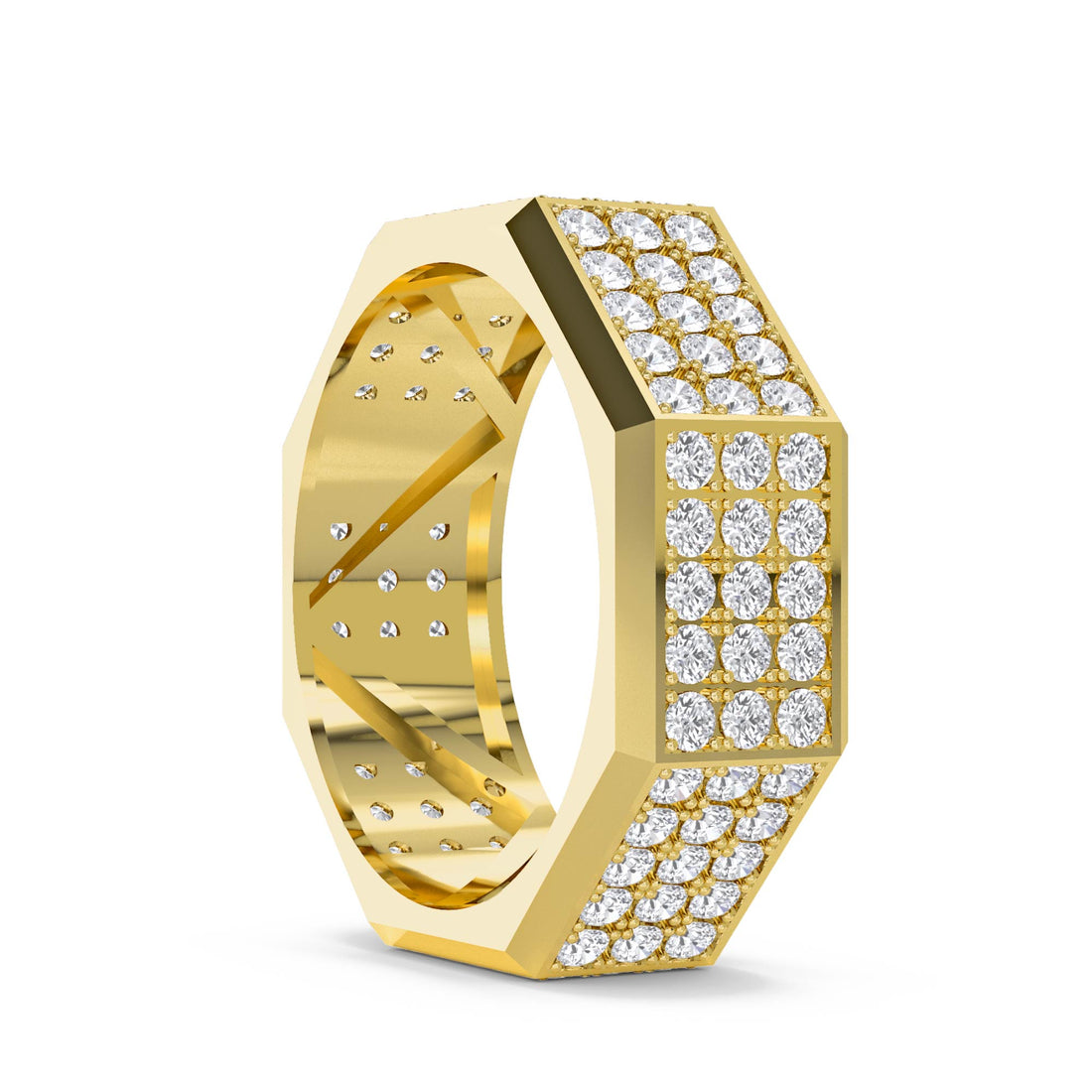 Octagon Pave Diamond Men's Ring