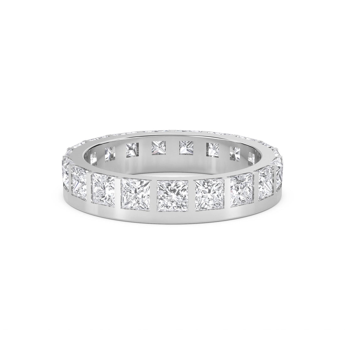 Princess Cut Eternity Men's Ring (Silver)