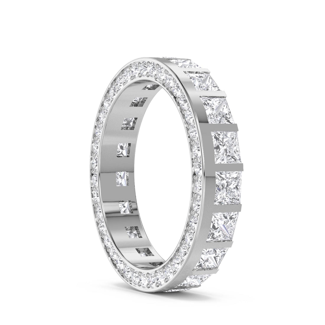 Princess Cut Eternity Men's Ring (Silver)