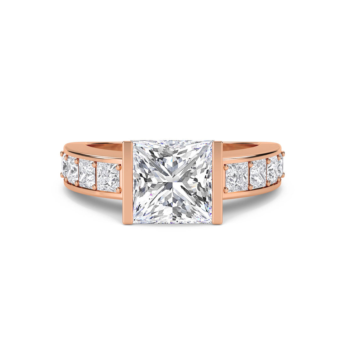 Princess Solitaire Pave Shoulder Men's Ring