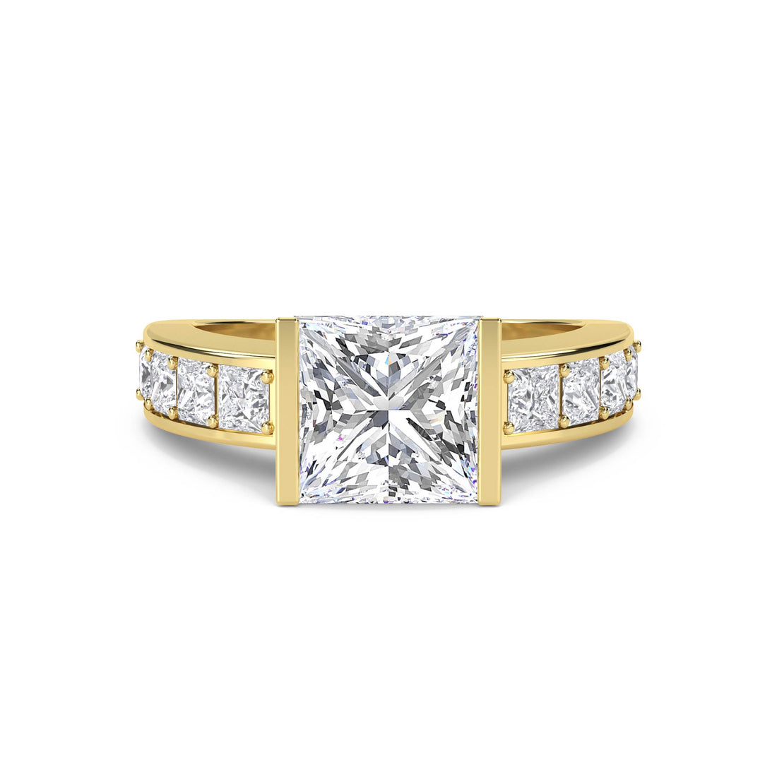 Princess Solitaire Pave Shoulder Men's Ring