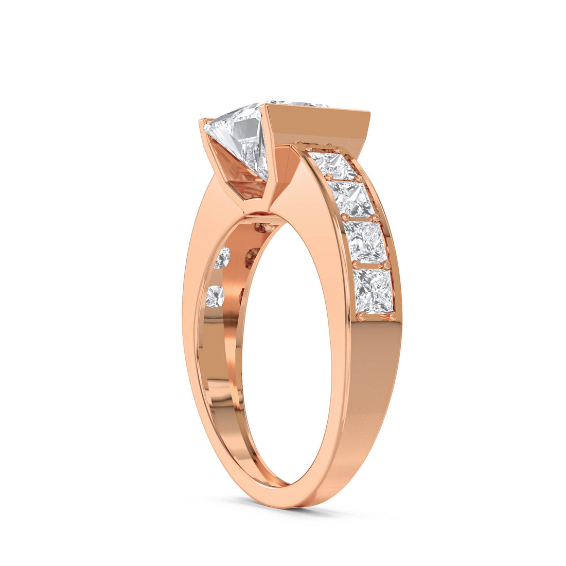 Princess Solitaire Pave Shoulder Men's Ring