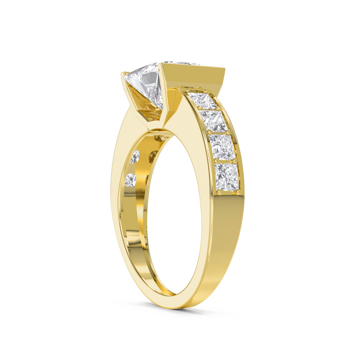 Princess Solitaire Pave Shoulder Men's Ring