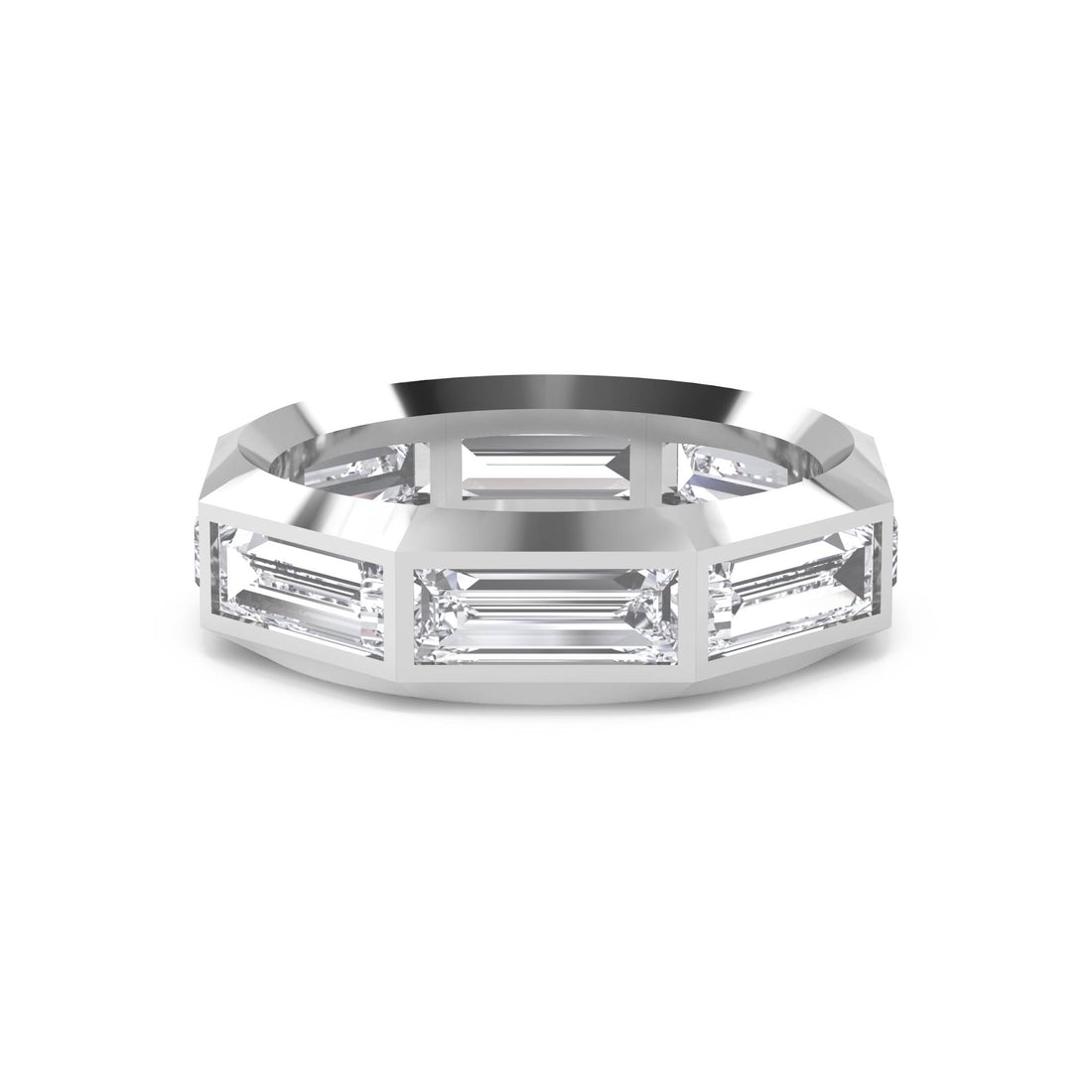 Baguette Octagon Men's Ring (Silver)