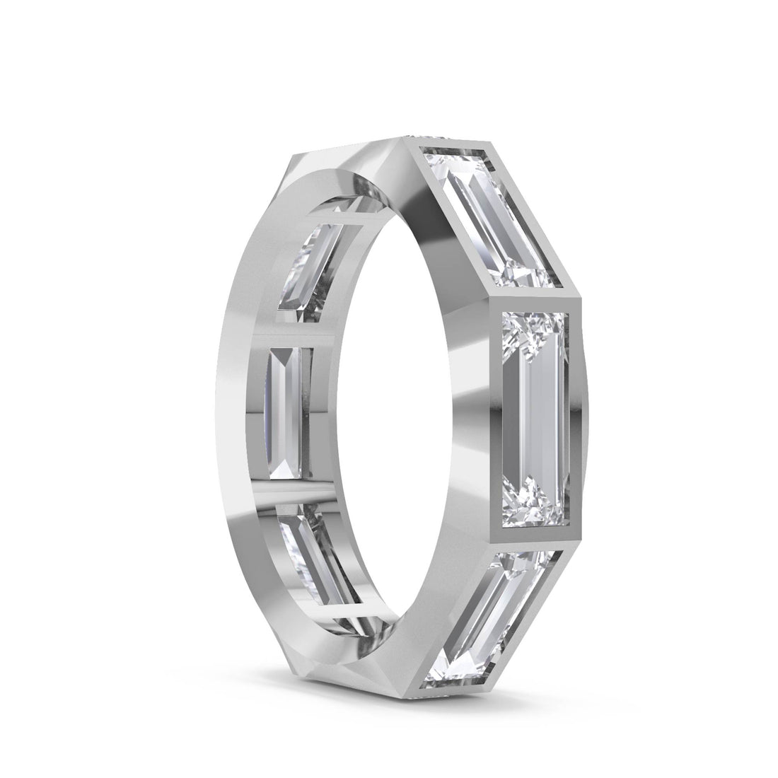 Baguette Octagon Men's Ring (Silver)