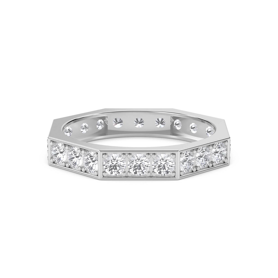 Octagon Eternity Diamond Men's Band (Silver)
